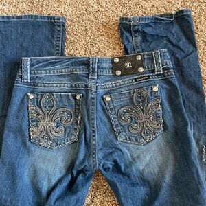 Miss Me Women's Blue Boot Cut Jeans with Silver Embellishments